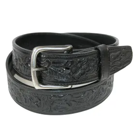 CTM® Embossed Leather Money Belt with Removable Buckle