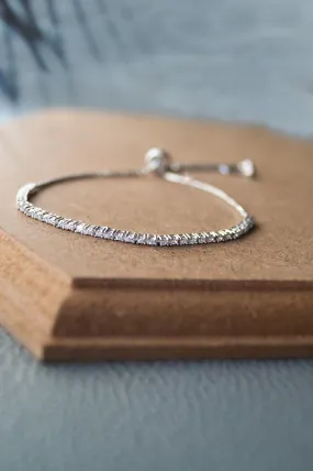 Dainty Tennis Sterling Silver Pull Chain Bracelet