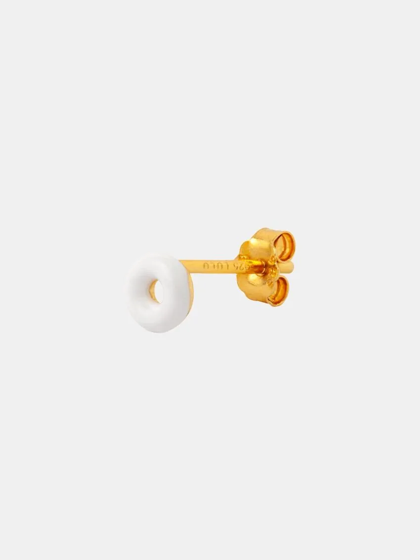 Donut Ear Stud Gold Plated/White