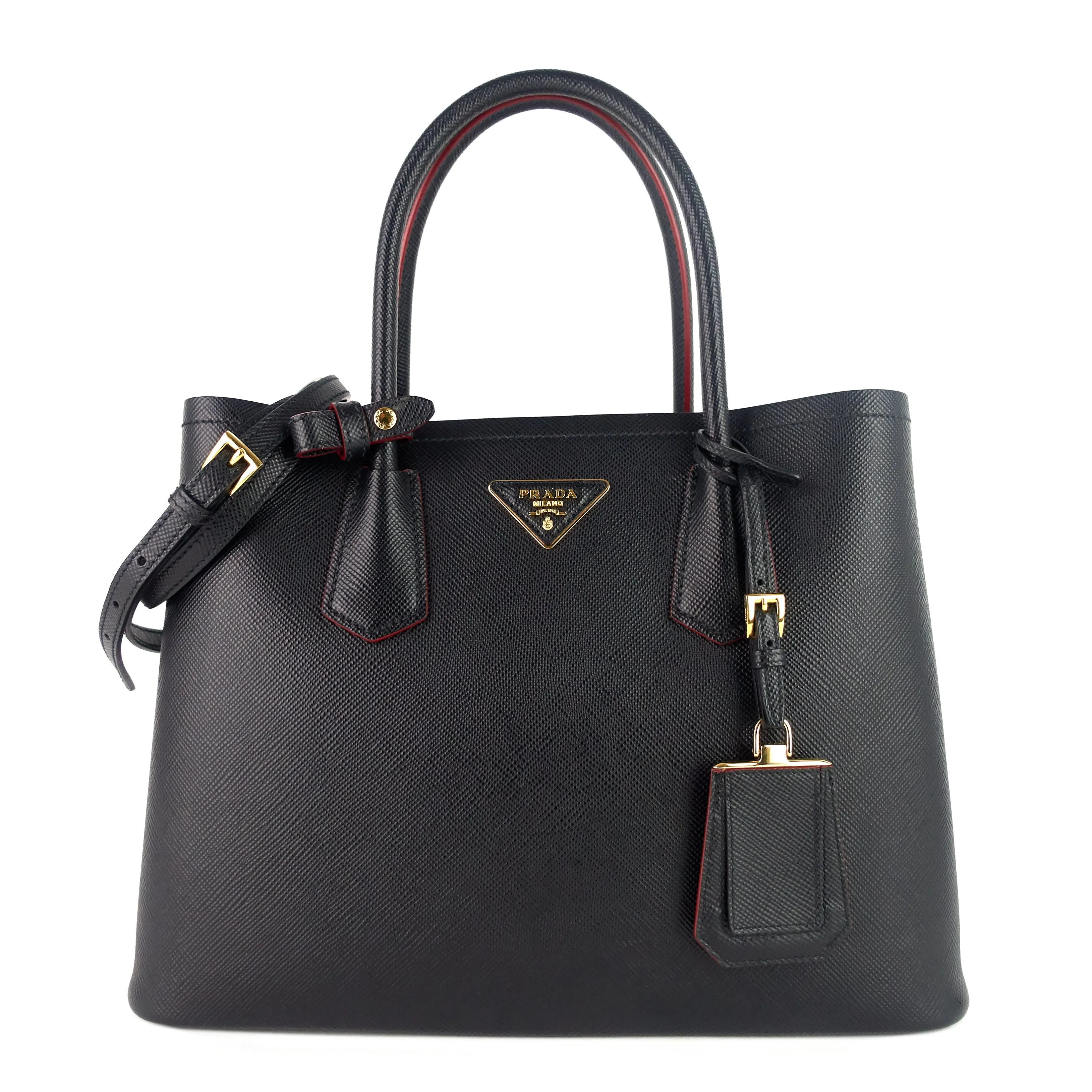 Double Medium Saffiano Cuir Leather Tote Bag