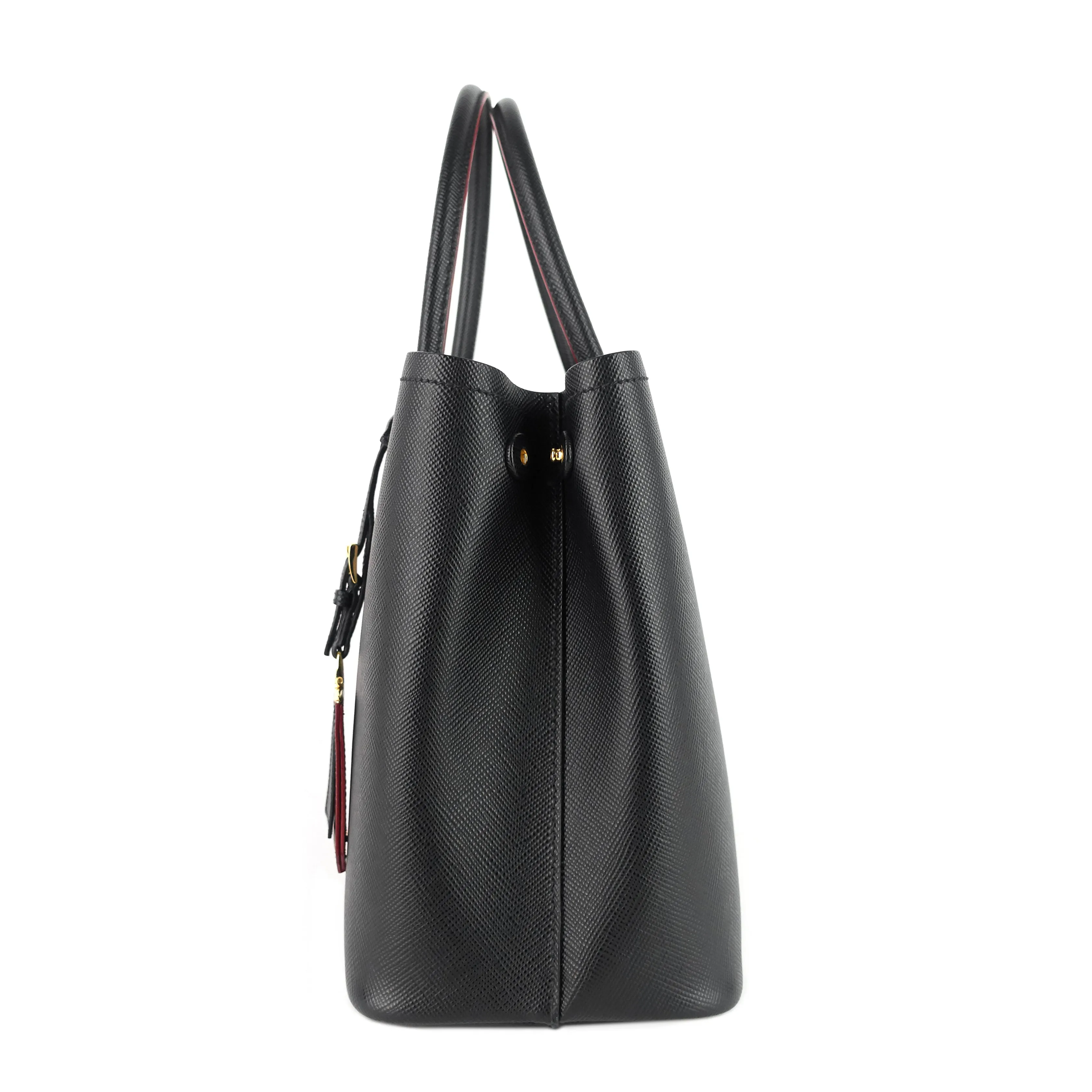 Double Medium Saffiano Cuir Leather Tote Bag