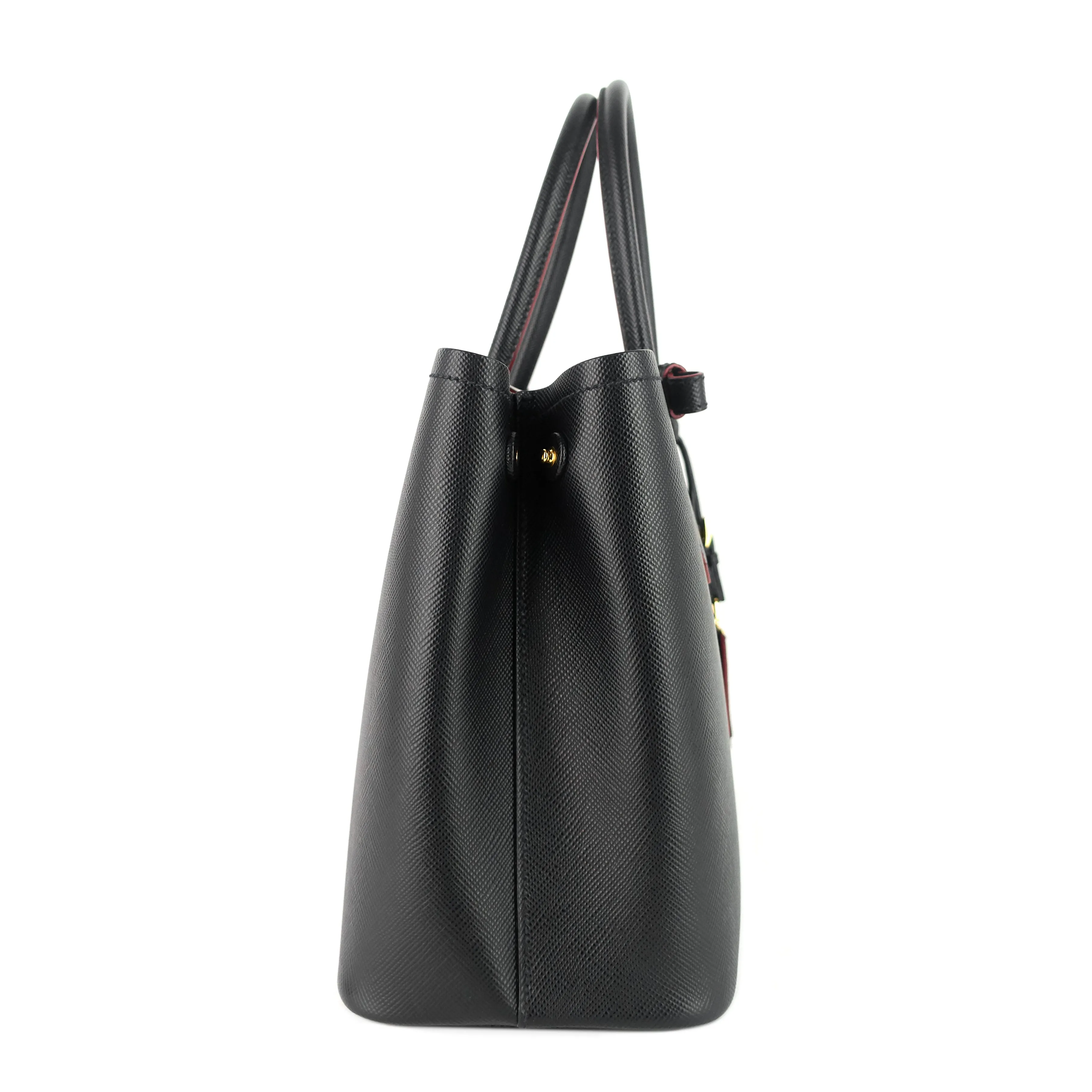 Double Medium Saffiano Cuir Leather Tote Bag