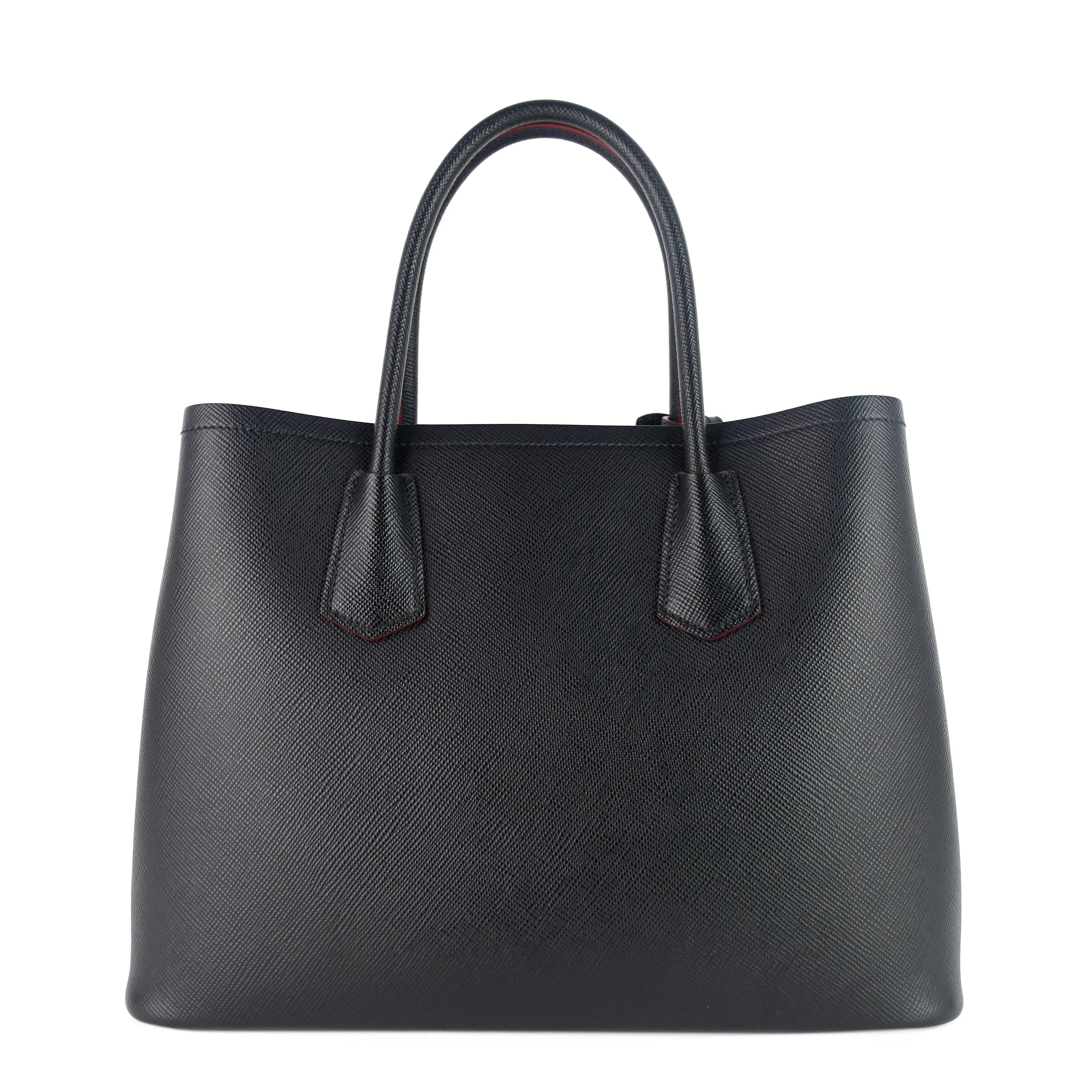 Double Medium Saffiano Cuir Leather Tote Bag