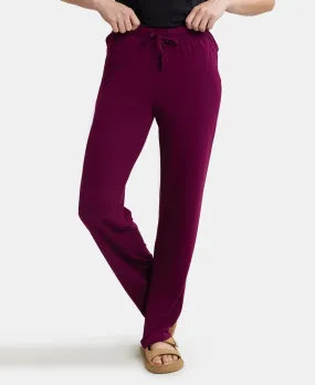 Environment Friendly Micro Modal Fiber Relaxed Fit Pyjama with Comfortable Waistband and Drawstrings - Purple Wine