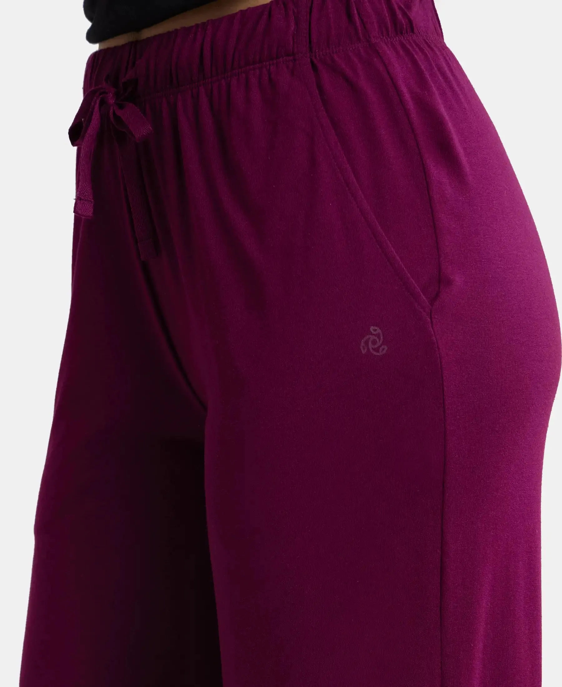 Environment Friendly Micro Modal Fiber Relaxed Fit Pyjama with Comfortable Waistband and Drawstrings - Purple Wine