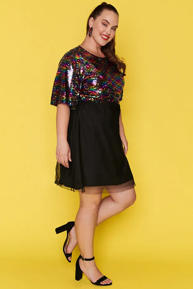 Faith Black Rainbow Dress