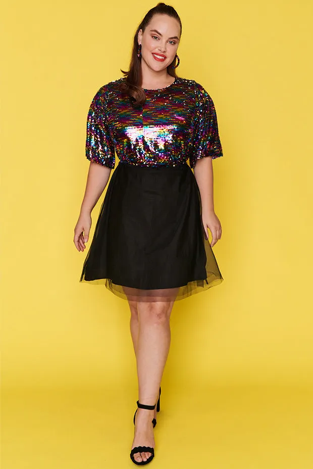 Faith Black Rainbow Dress