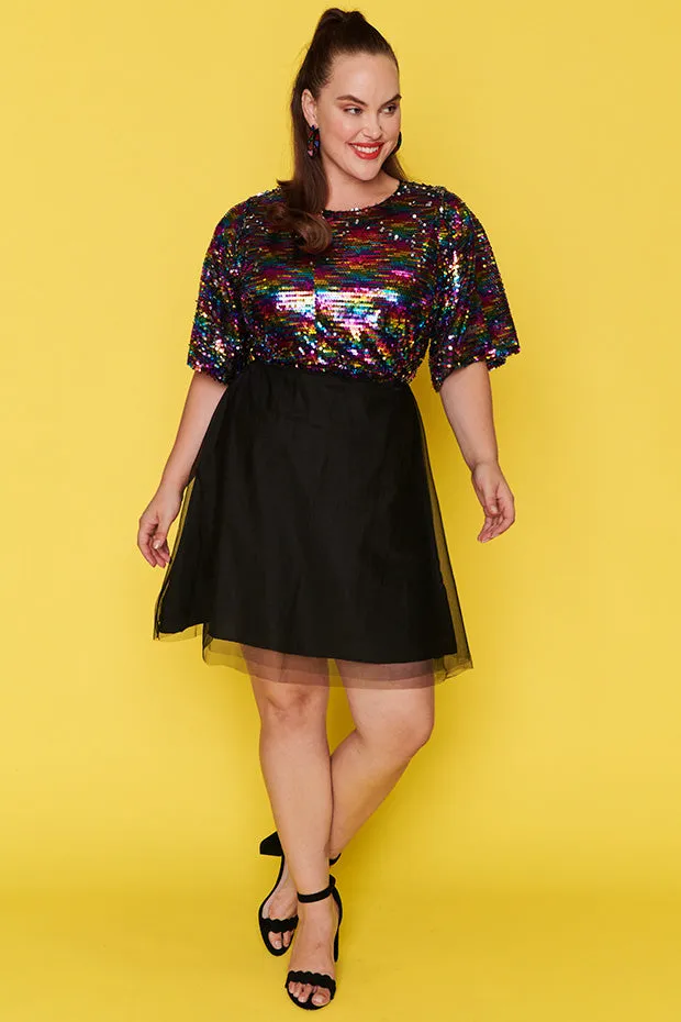 Faith Black Rainbow Dress