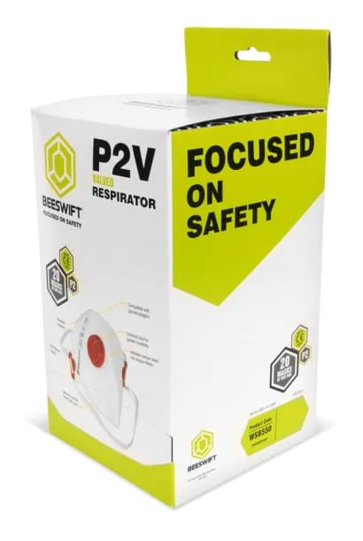 Fold Flat P2 Dust Mask With Valve (Pack Of 20) -Beeswift 2FF2V