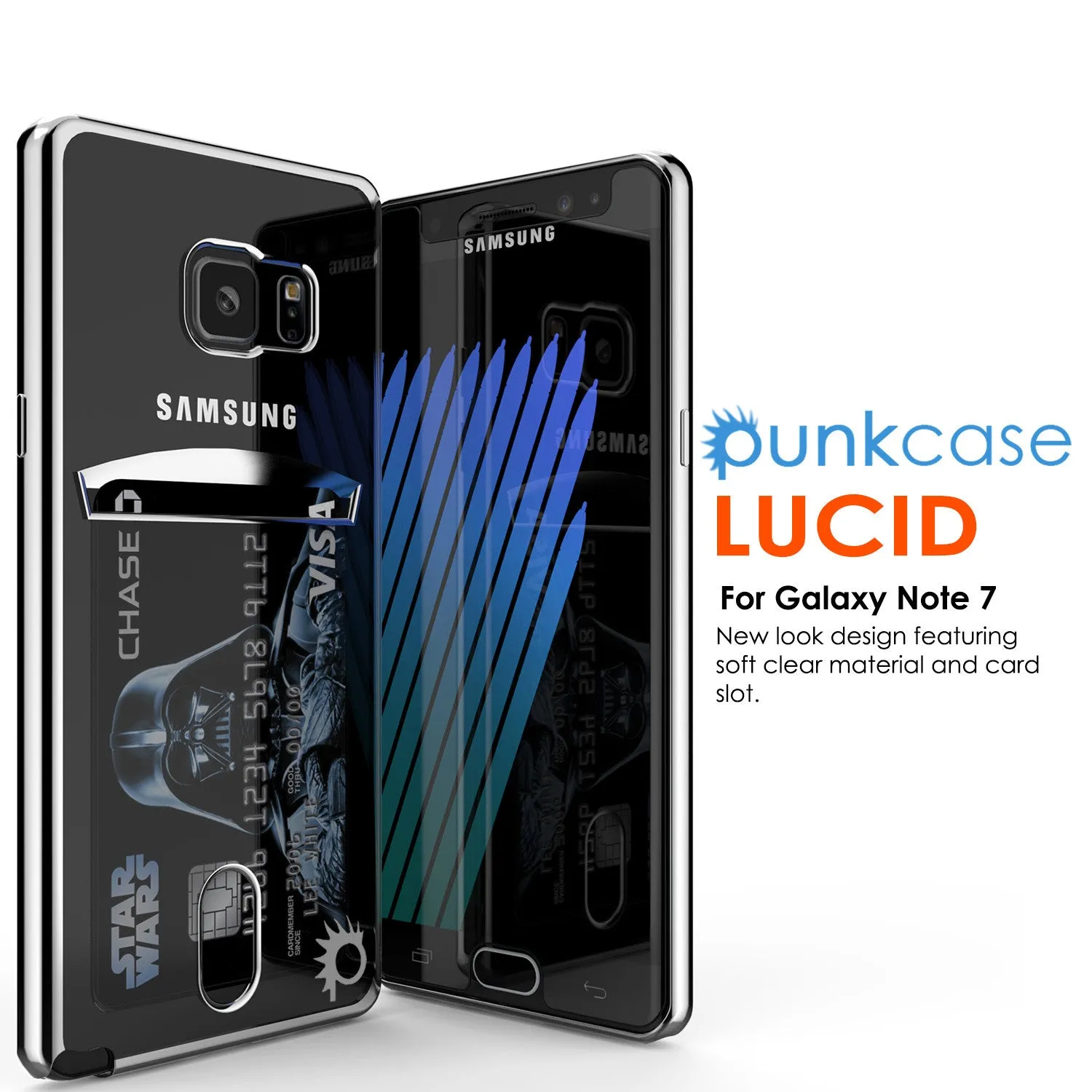 Galaxy Note 7 Case, PUNKCASE® LUCID Silver Series | Card Slot | SHIELD Screen Protector | Ultra fit