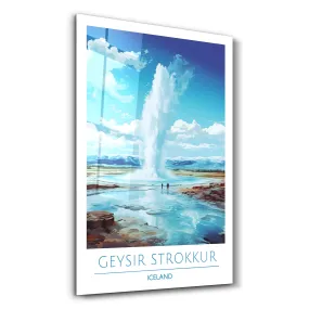 Geysir Strokkur Iceland-Travel Posters | Glass Wall Art