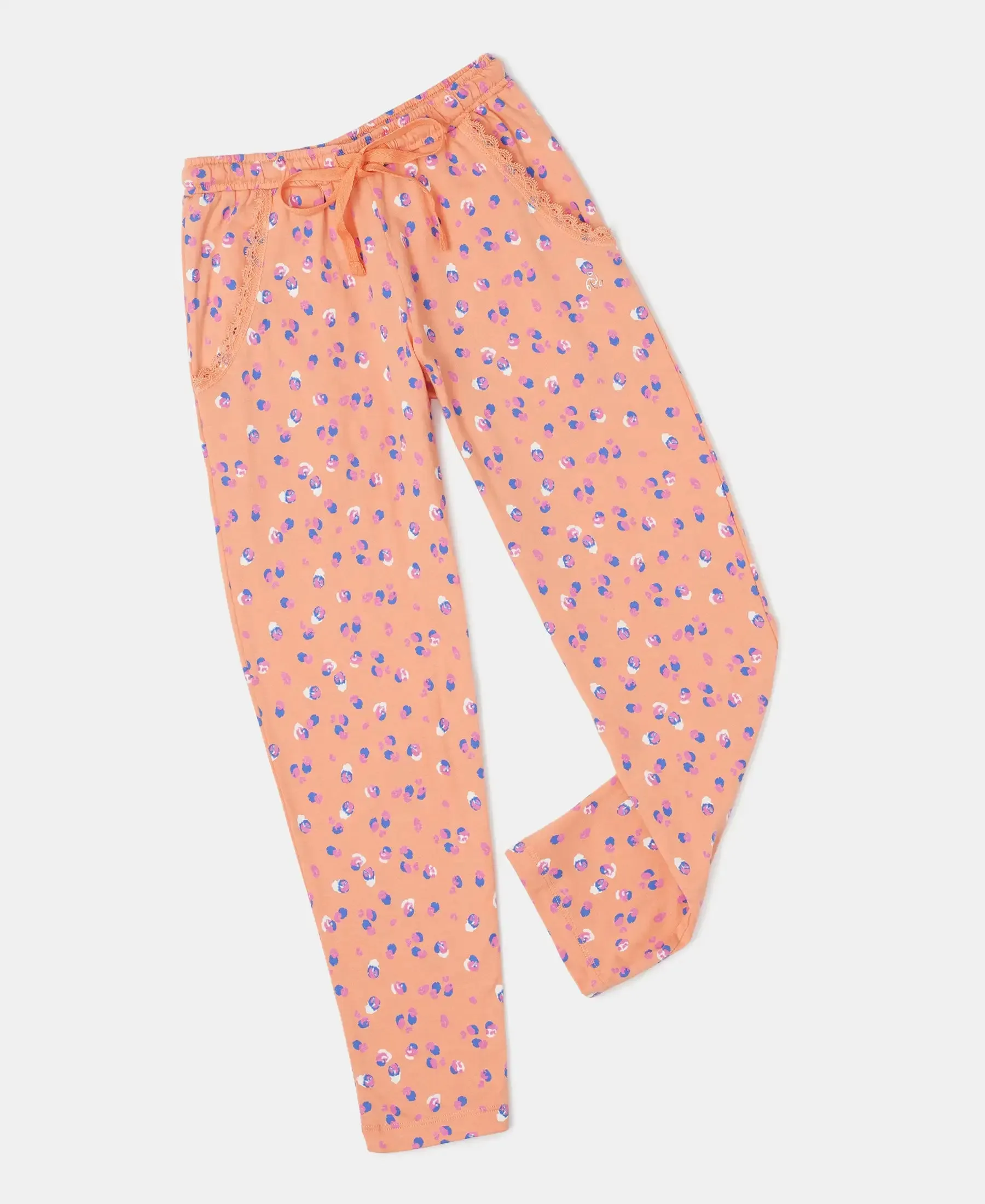 Girl's Super Combed Cotton Printed Pyjama - Coral Reef Printed