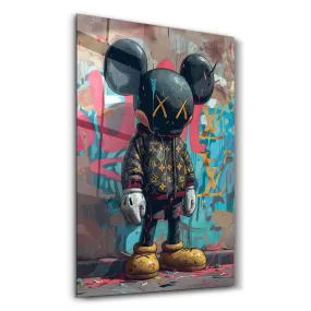 Kaws Wearing LV Jacket Fan Art | Glass Wall Art