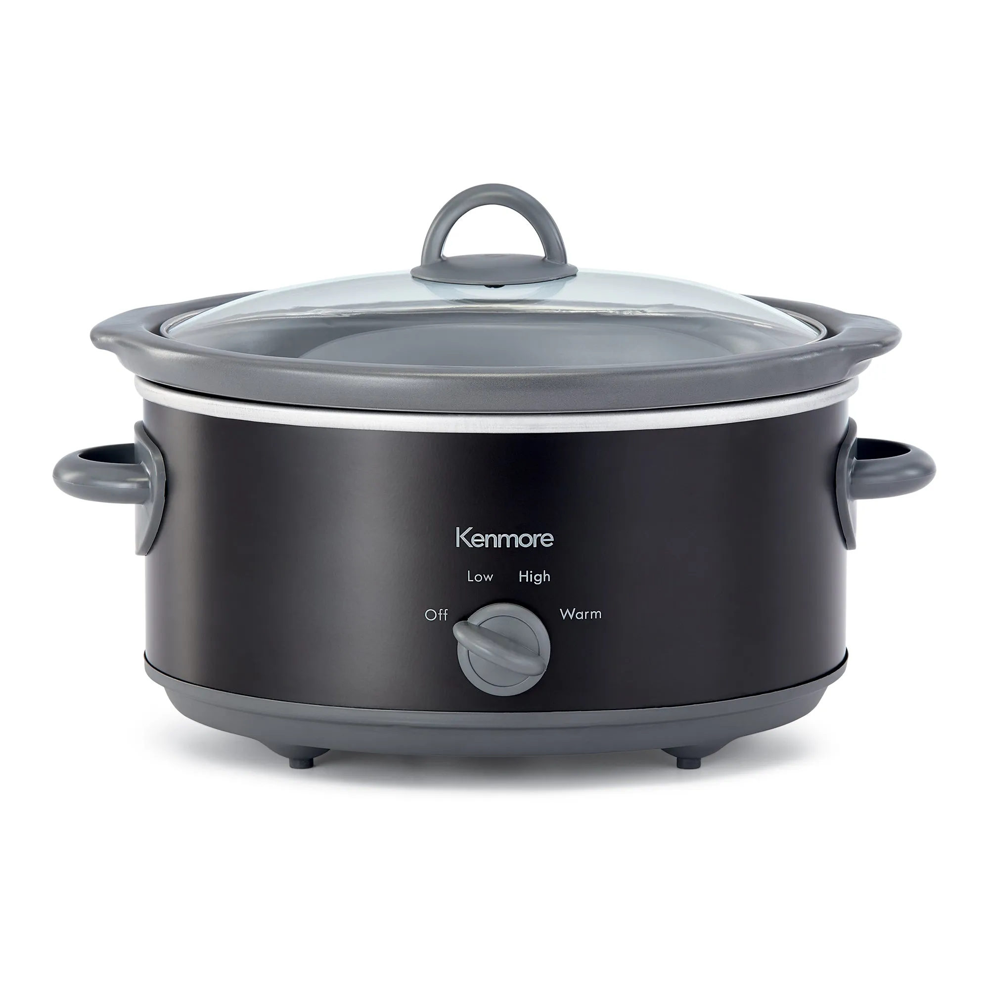 Kenmore 5 qt (4.7L) Slow Cooker, Black and Gray, Compact Countertop Cooking, Simple Dial Control, Easy to Use, Warm, Braise, Simmer, Sous Vide, Stew, Soup, Curry, Chili, Fondue, Yogurt