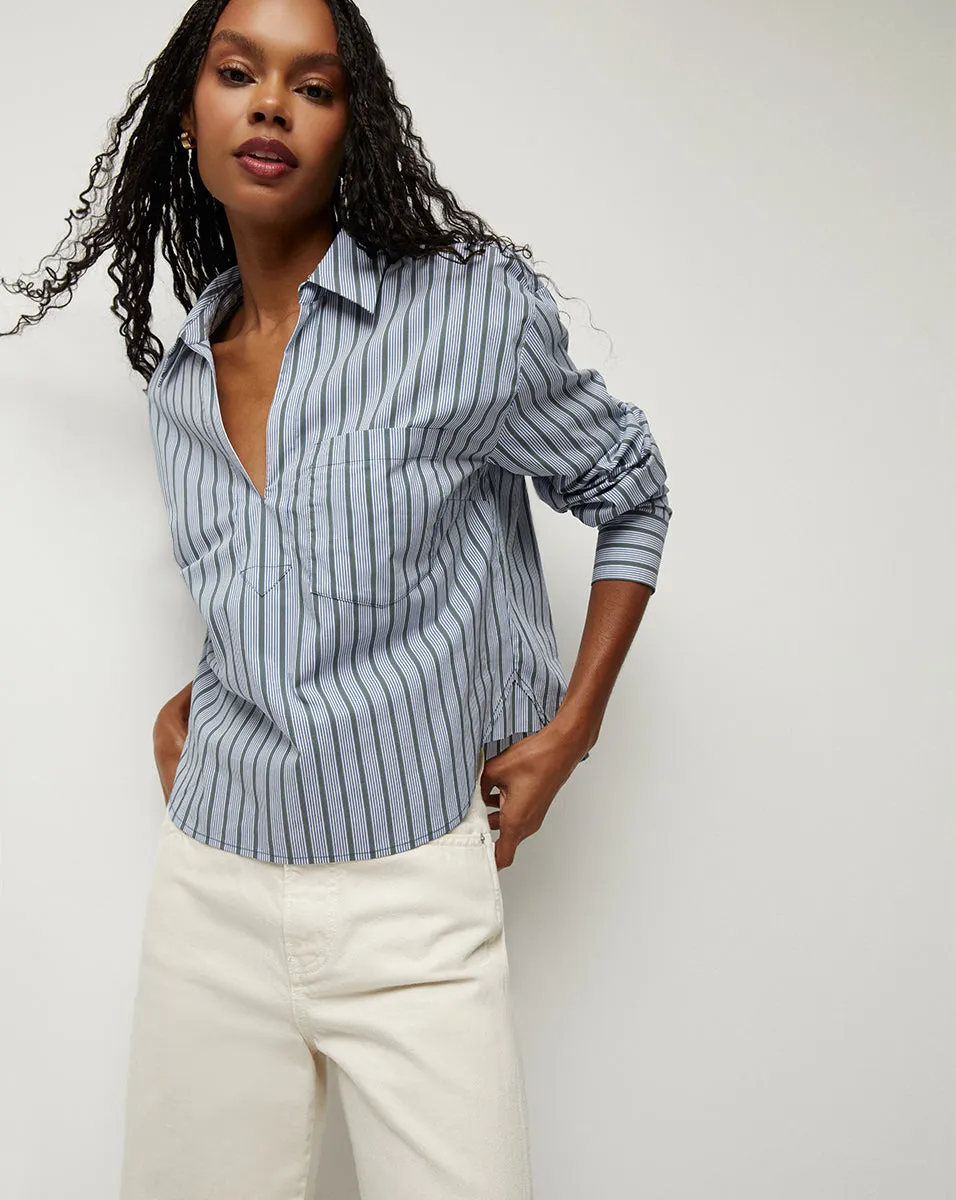 Khai Striped Poplin Top