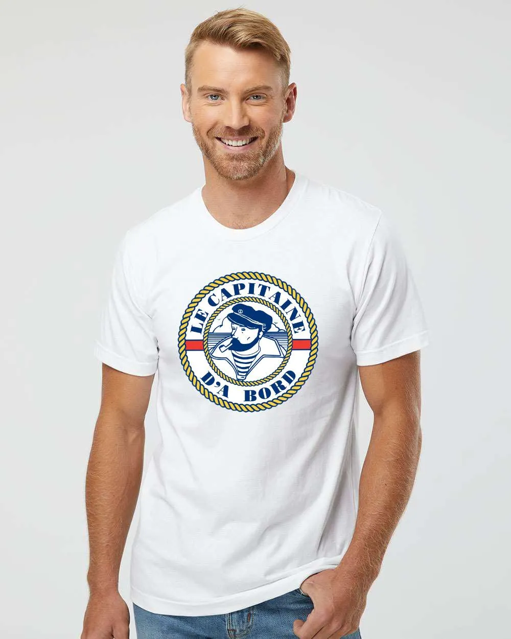 LE CAPITAINE D'A BORD - T-shirt de coton avec logo surdimensionné