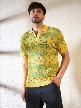 Lemon Paisley Knitted Polo T-shirt