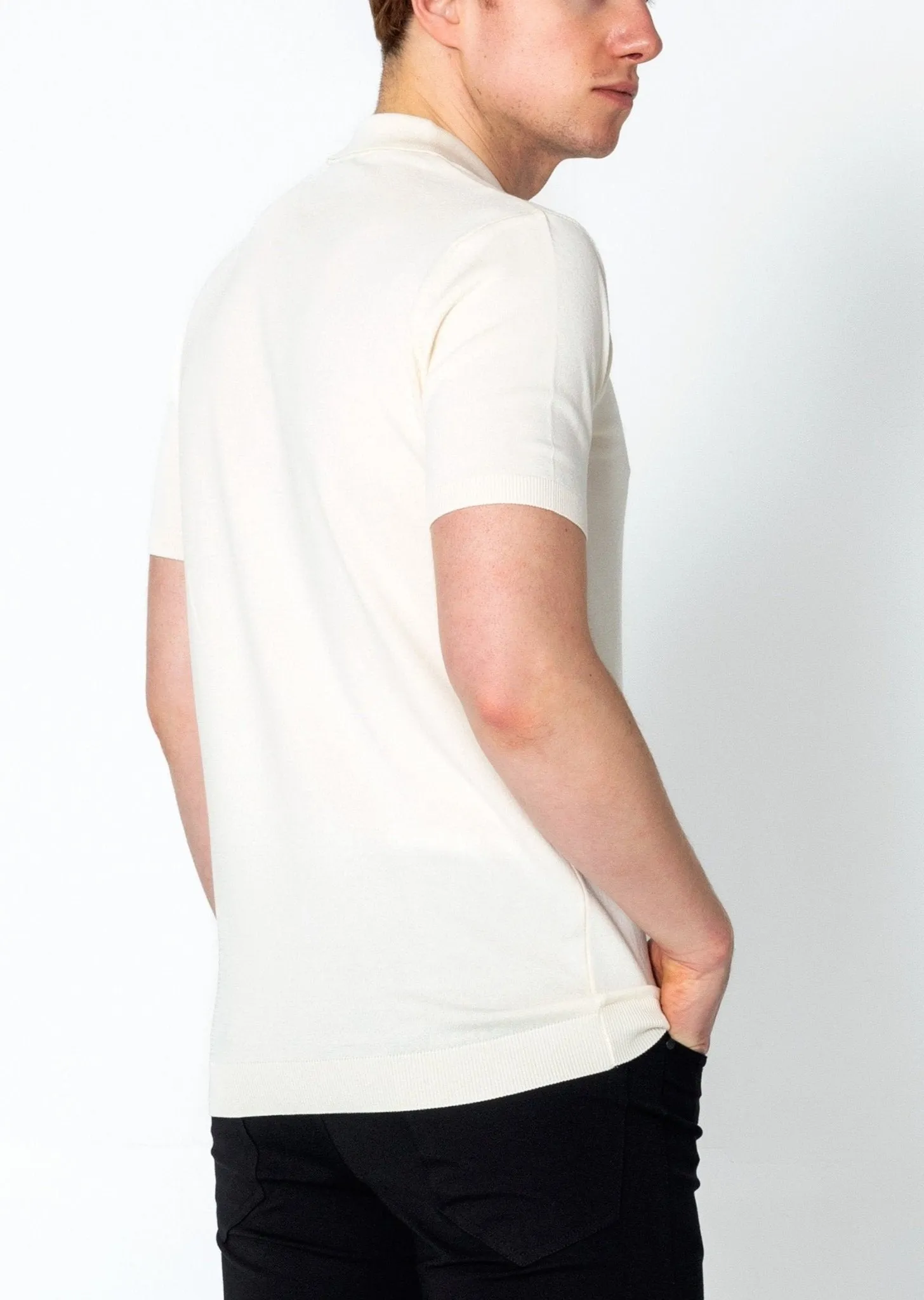 Lightweight Tonal-button Polo Tee - Off White