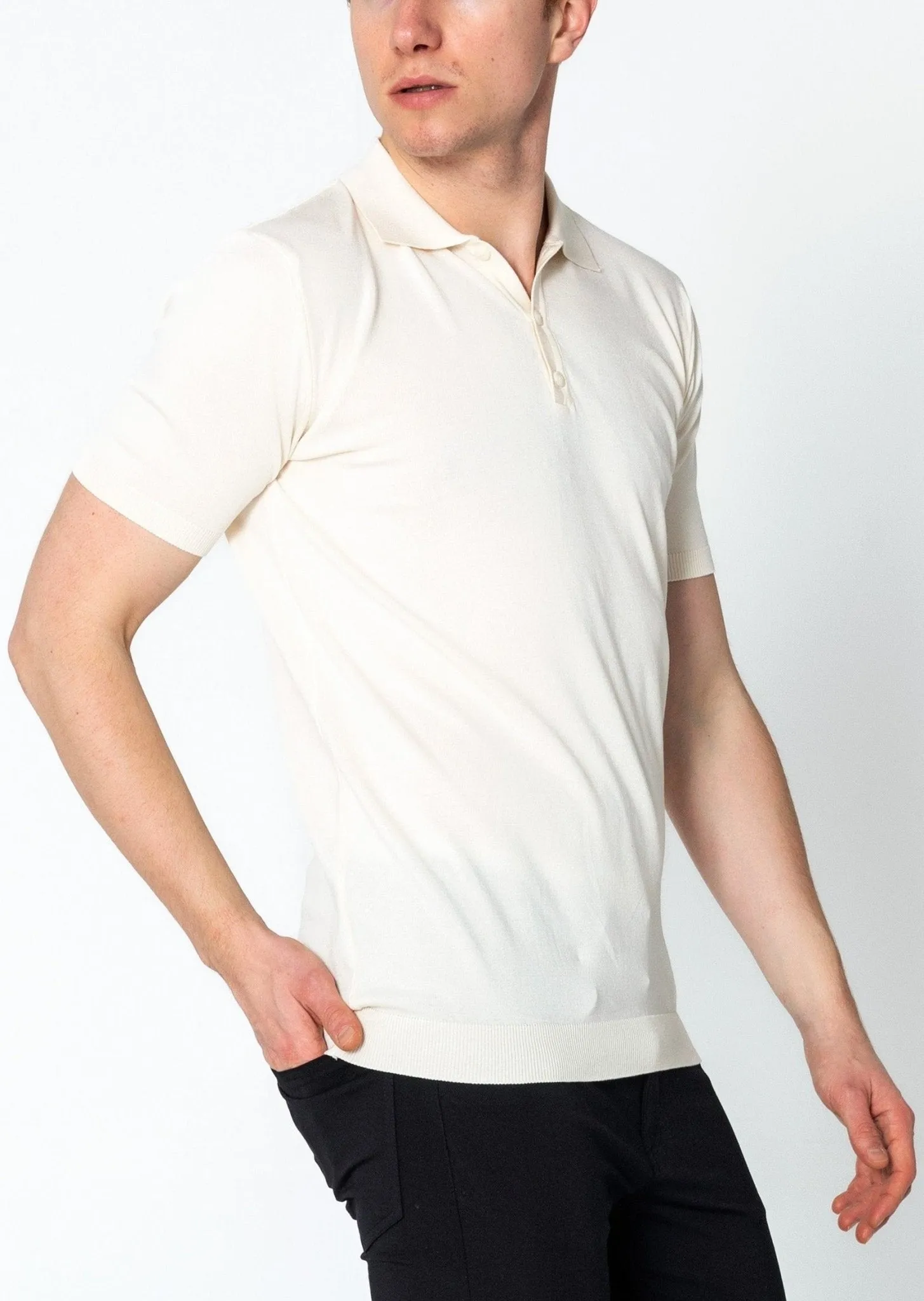 Lightweight Tonal-button Polo Tee - Off White