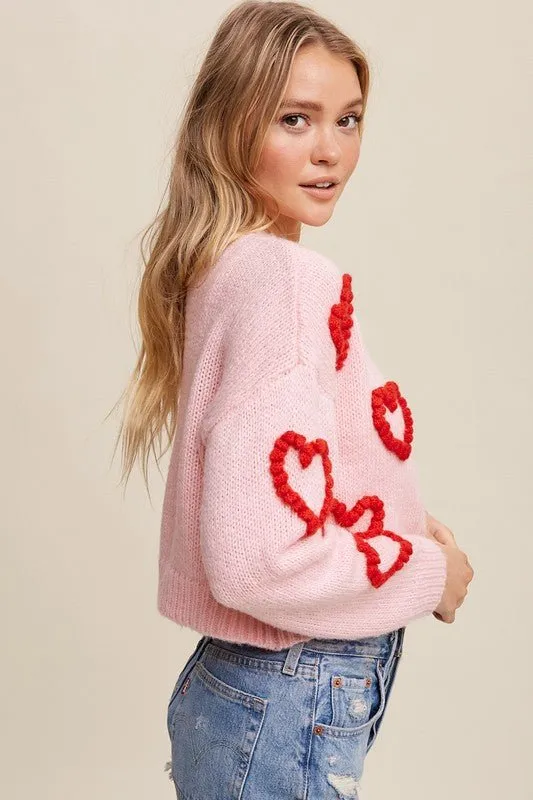 Lots of Love Knit Copped Heart Cardigan