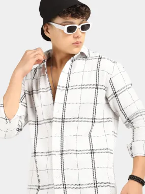 Lucas texture White Checked Shirt