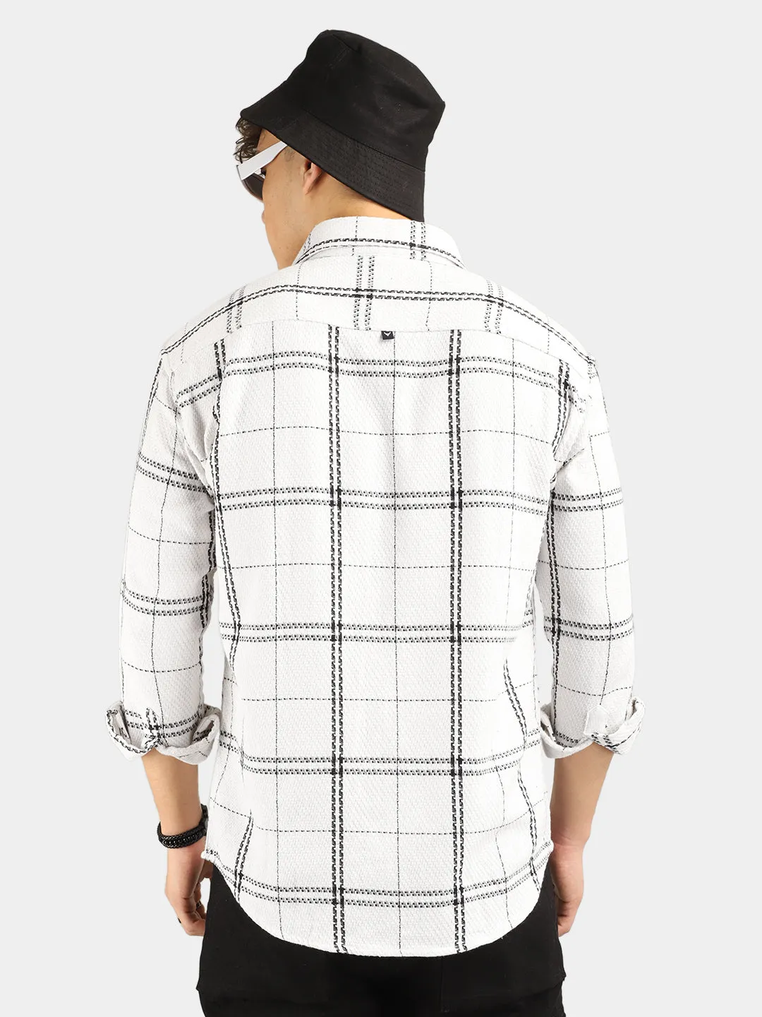 Lucas texture White Checked Shirt