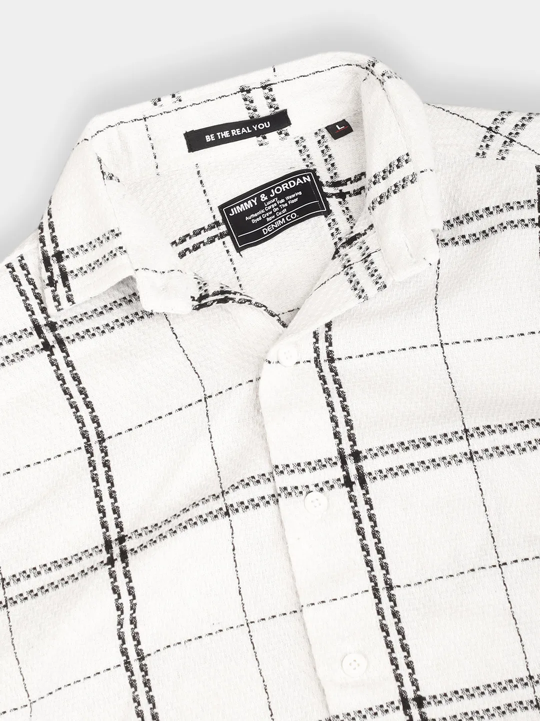 Lucas texture White Checked Shirt