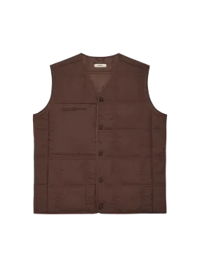 Mens Flower-Warmth Quilted Gilet—chestnut brown