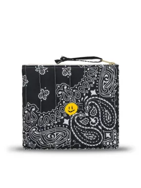 Mini Pochette Zippée Matelassée - HAPPY FACE - All Black