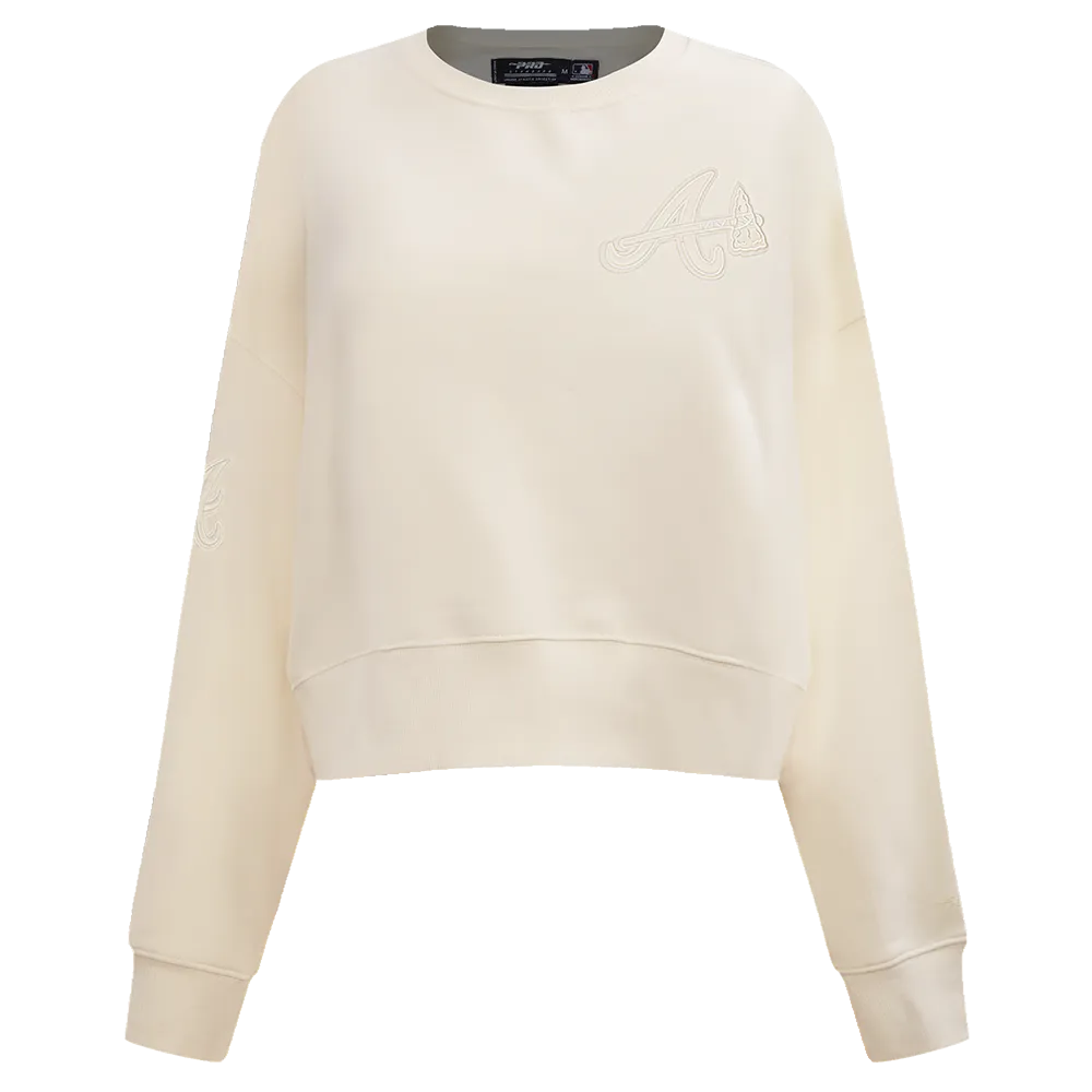 MLB ATLANTA BRAVES NEUTRAL WOMEN'S CREWNECK (EGGSHELL)