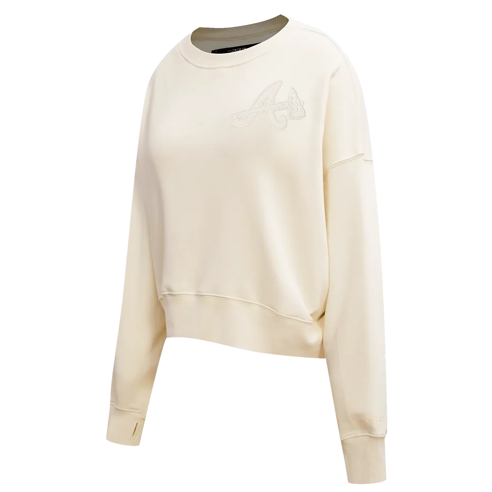 MLB ATLANTA BRAVES NEUTRAL WOMEN'S CREWNECK (EGGSHELL)