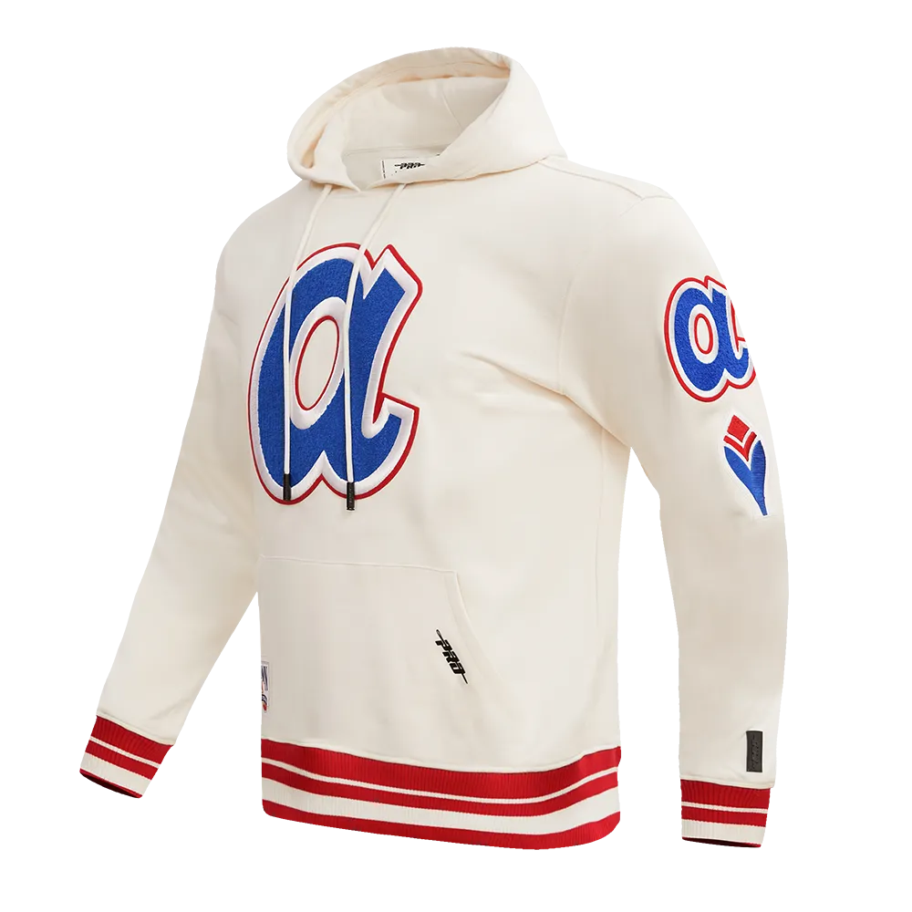 MLB ATLANTA BRAVES RETRO CLASSIC MEN'S PO HOODIE (EGGSHELL/RED)