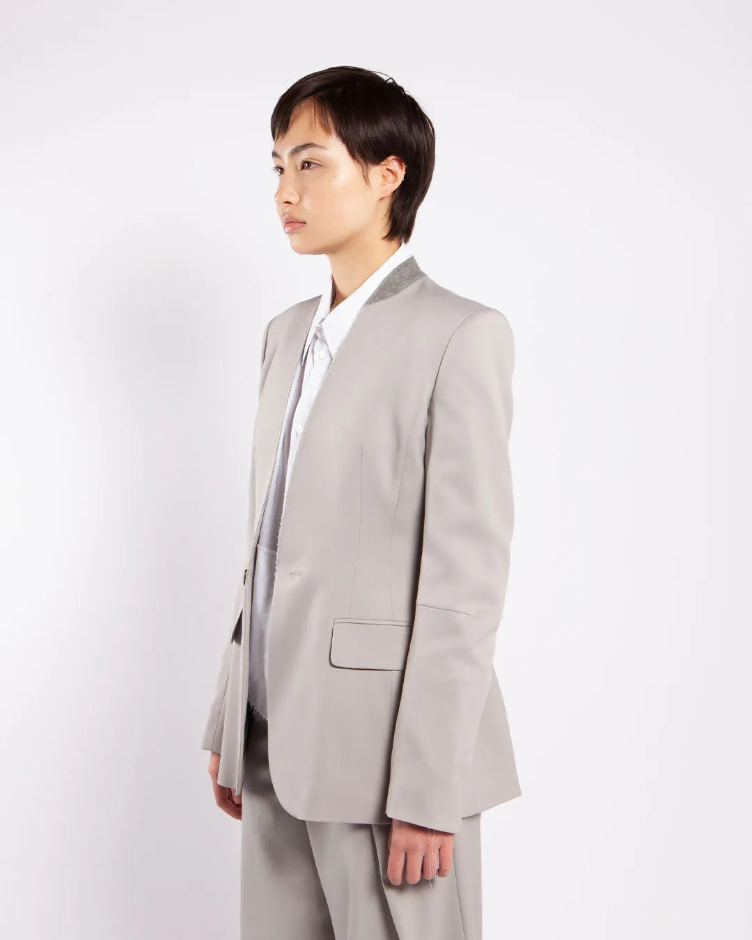 MM6 Collarless Suit Jacket Taupe