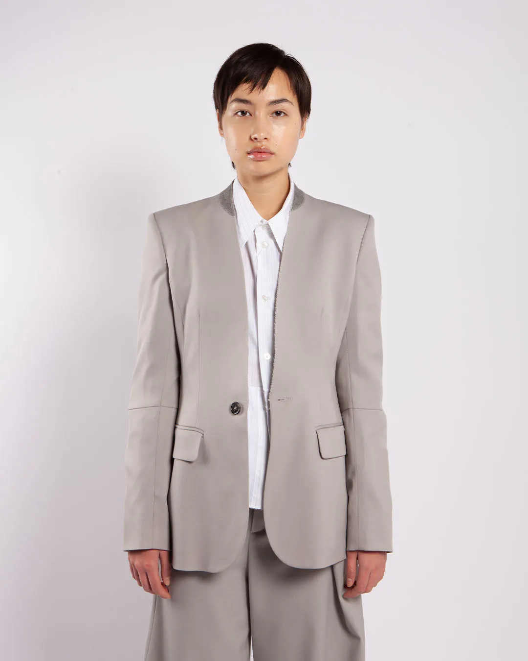 MM6 Collarless Suit Jacket Taupe