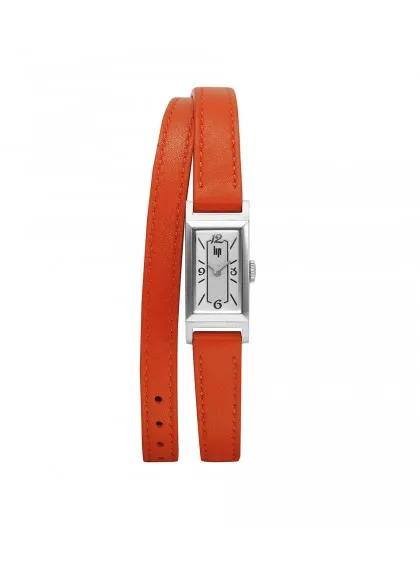 Montre Lip - Churchill T13 bracelet cuir double tour orange