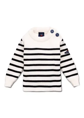 Moussaillon striped sailor jumper for babies - in blended wool (ECUME/NAVY)