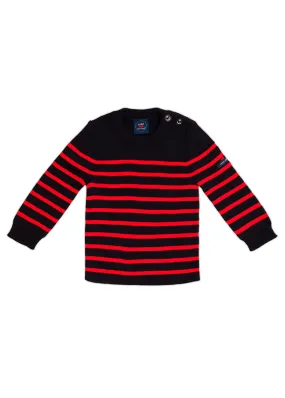 Moussaillon striped sailor jumper for babies - in blended wool (NAVY/ROUGE)