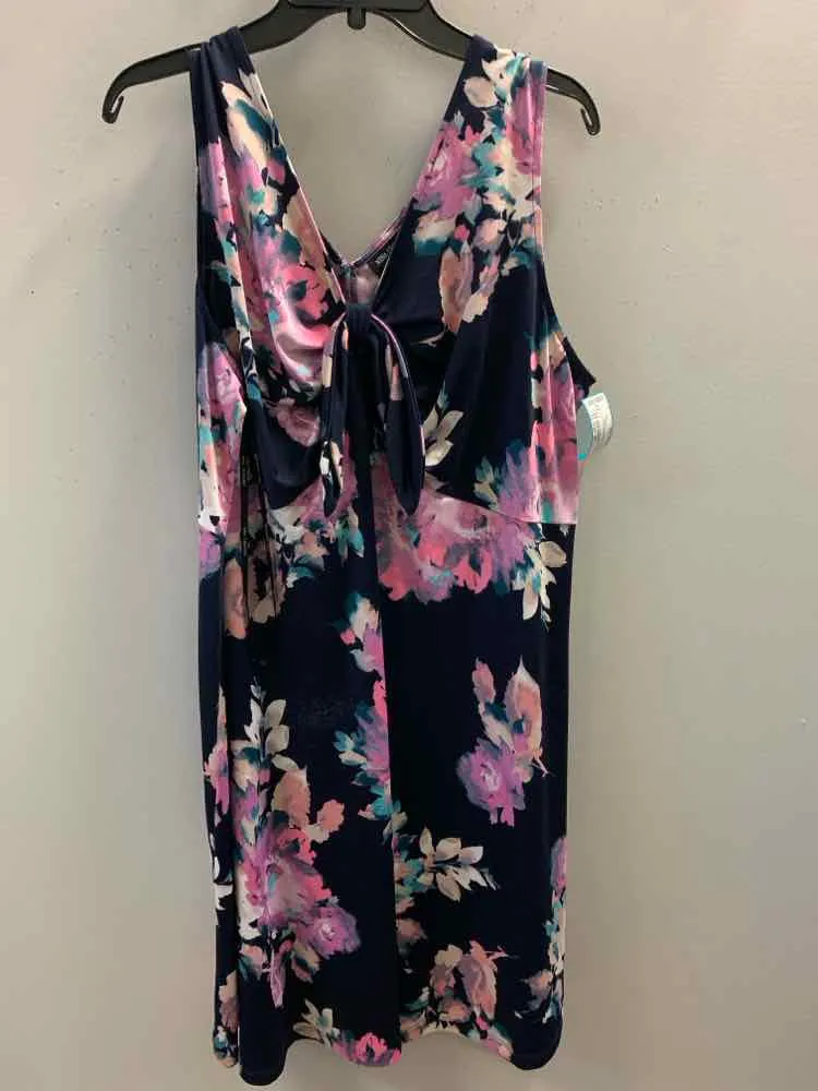 NINA LEONARD PLUS SIZES Size 2X BLU/PUR/AQUA Floral Dress