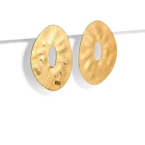 OVAL DISC TEXTURE EARRINGS