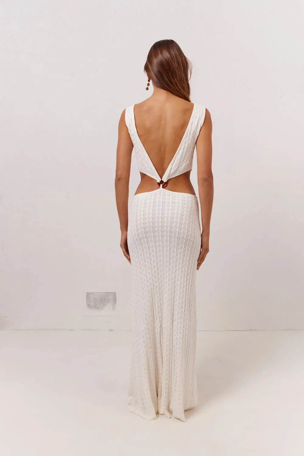 Penne Knit Maxi Dress White