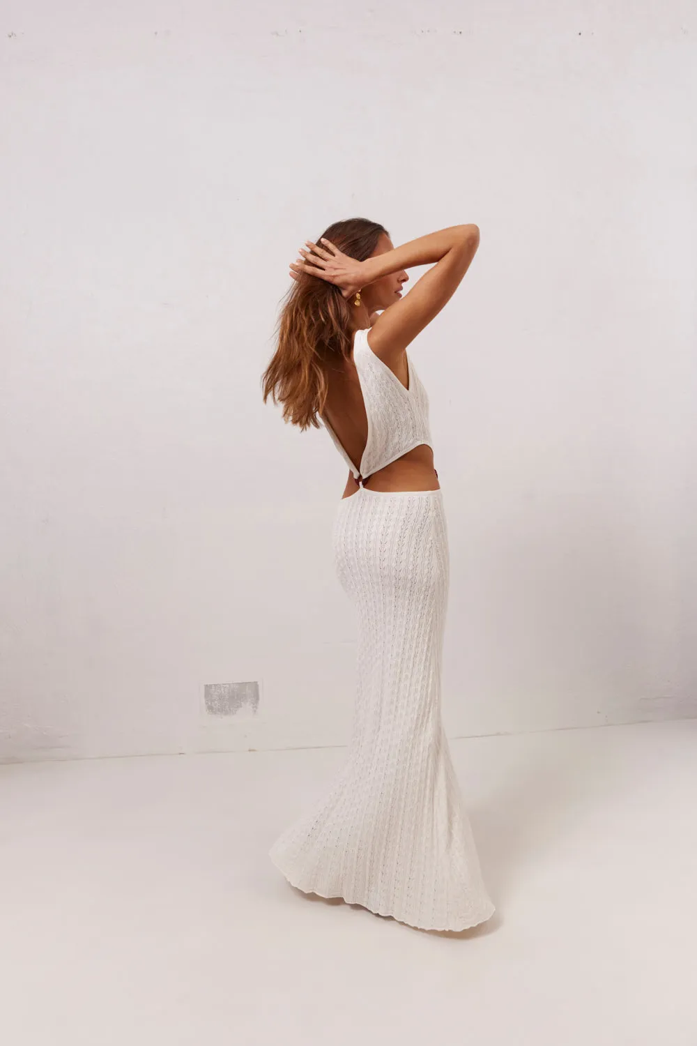 Penne Knit Maxi Dress White