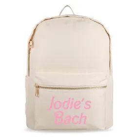 Personalised Barbie Nylon Backpack - Ivory with Gold Hardware