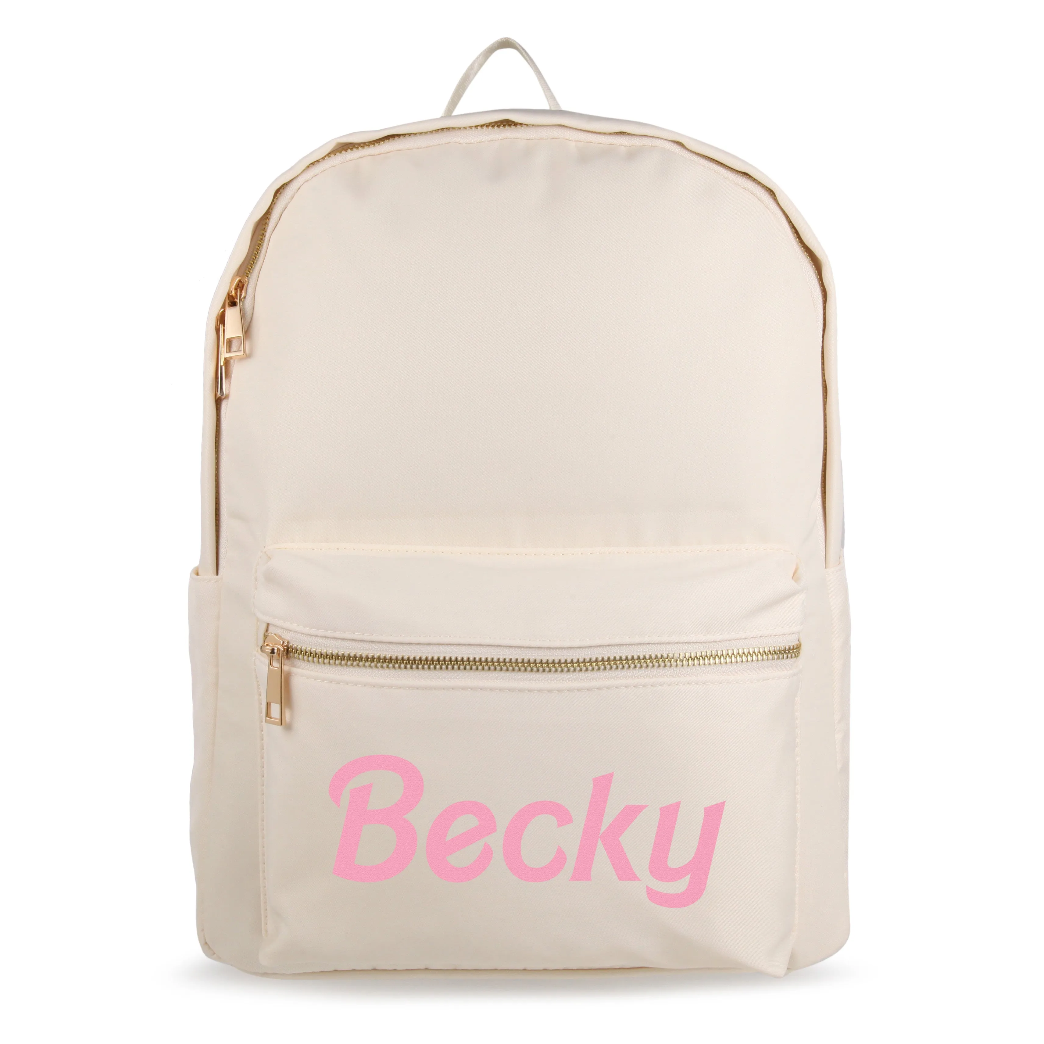 Personalised Barbie Nylon Backpack - Ivory with Gold Hardware