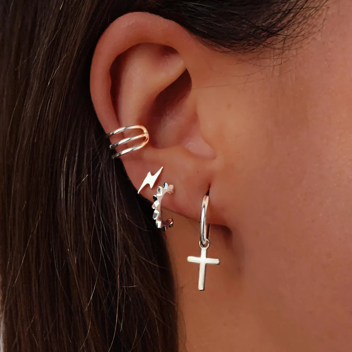 Punk Silver Earrings