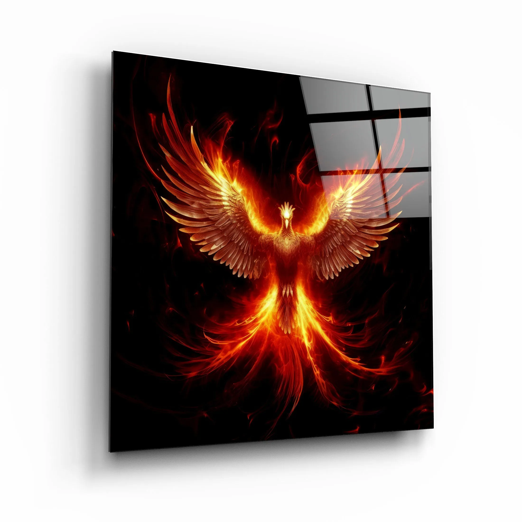 ."Phoenix - Guard of the Secret World". Designers Collection Glass Wall Art