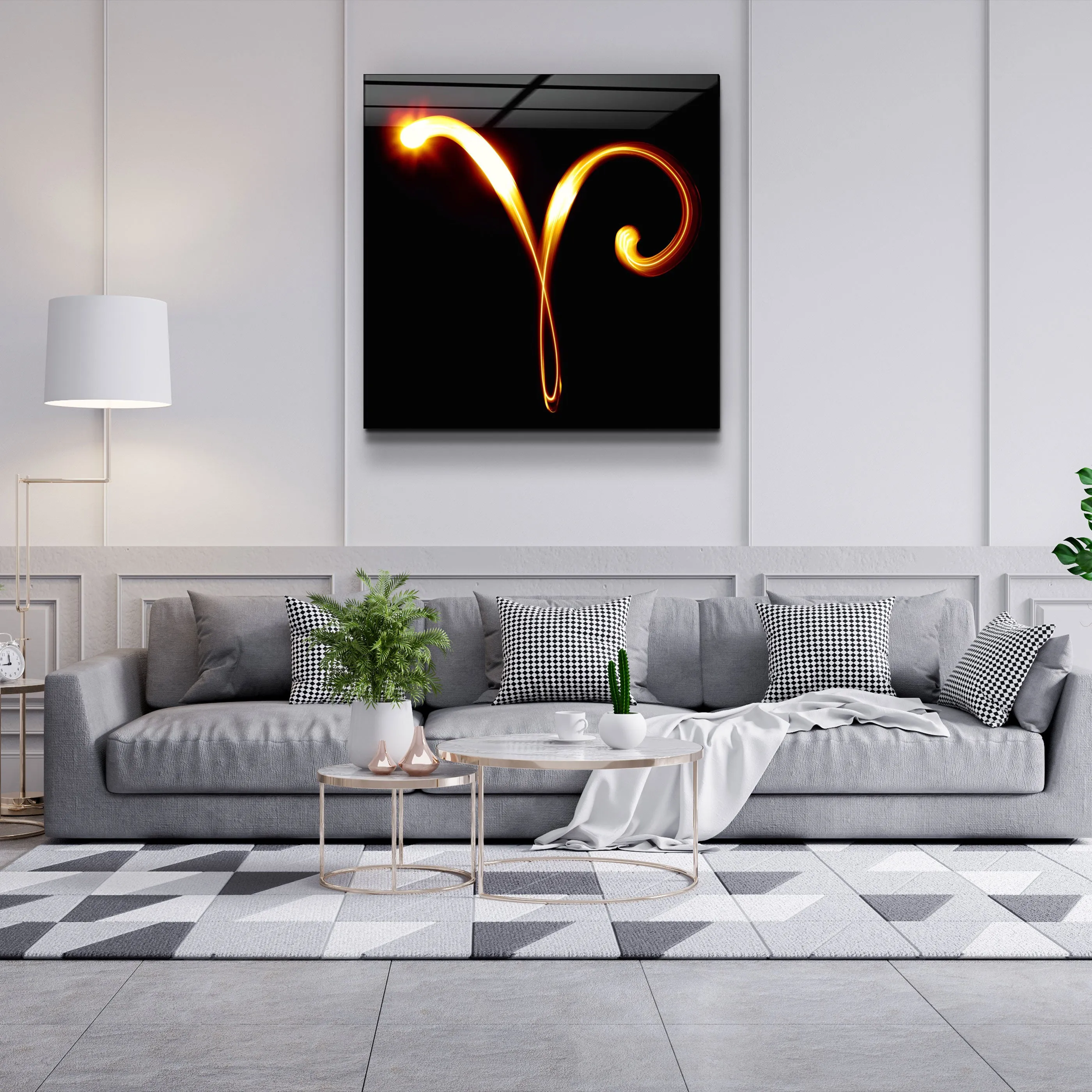 ."Zodiac Symbols Black". Glass Wall Art