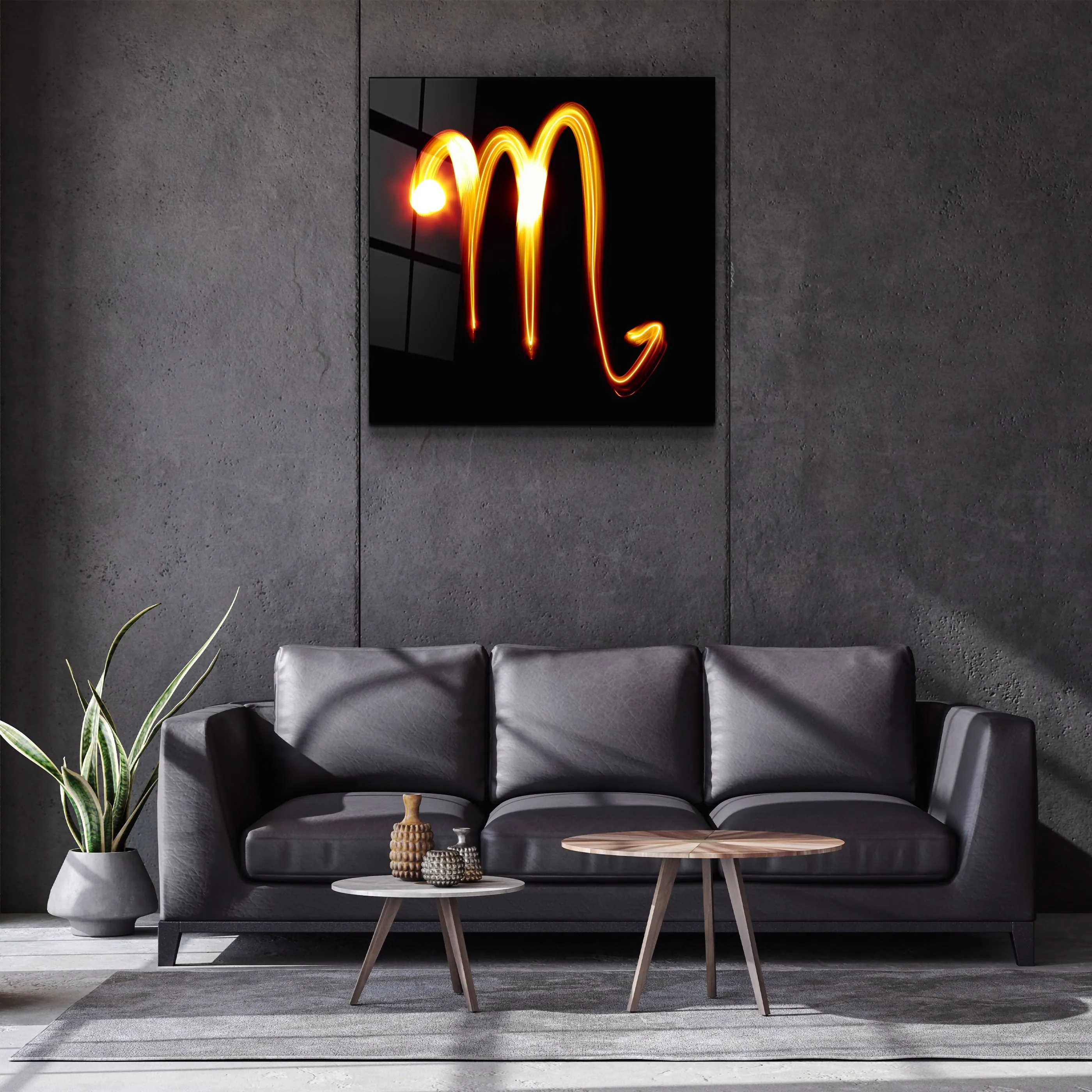 ."Zodiac Symbols Black". Glass Wall Art