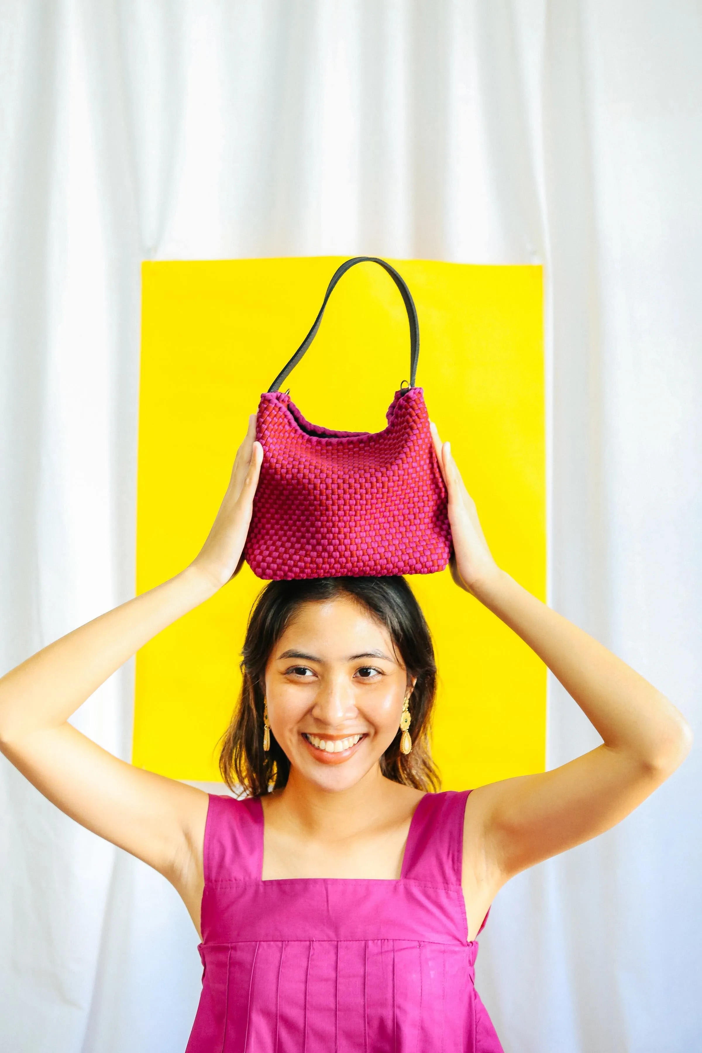 [Ready Today] Buslo Micro Checkerboard Red & Fuchsia