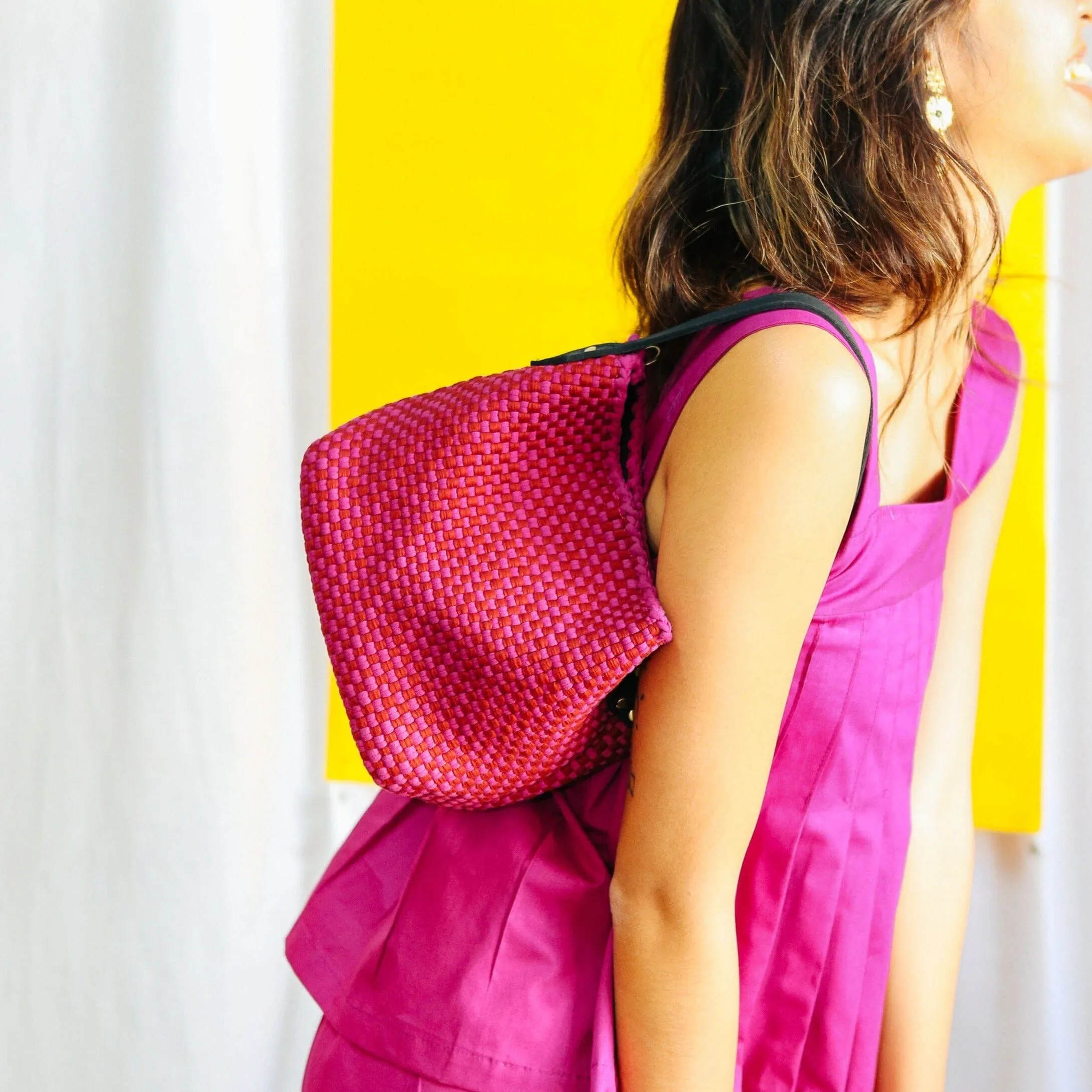 [Ready Today] Buslo Micro Checkerboard Red & Fuchsia