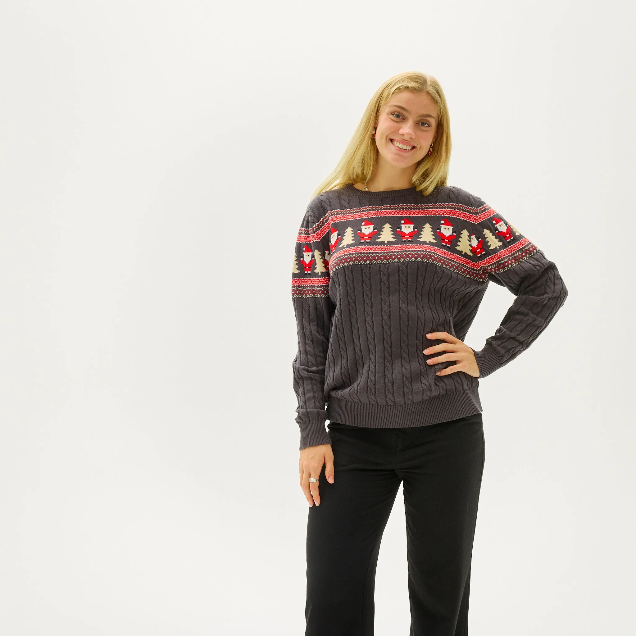 Santa's Cable Knit Sweater - Dame.